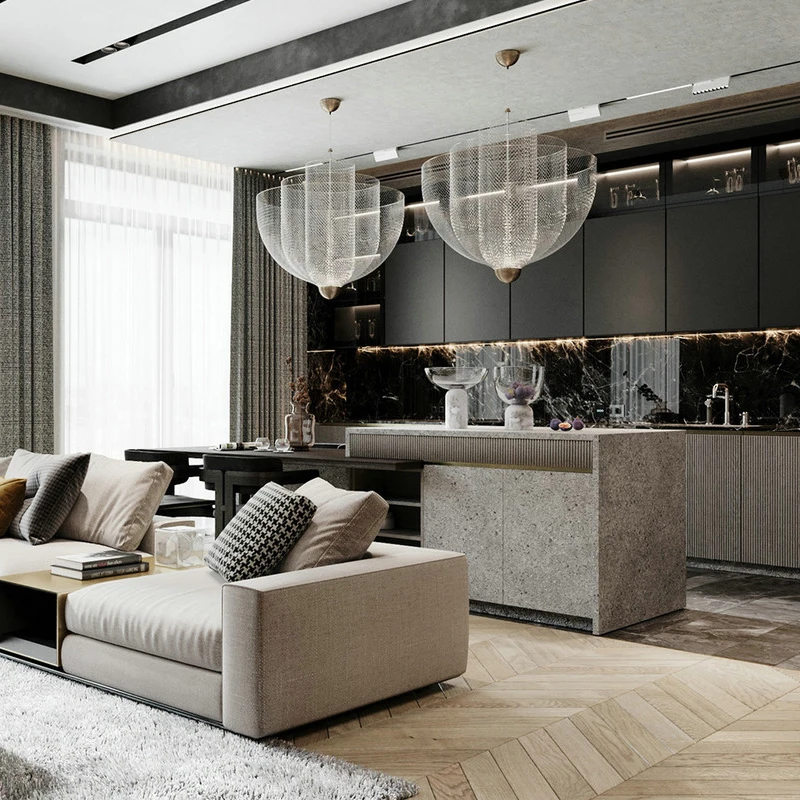 Люстра из розового золота для ресторана бара кухни острова навесная люстра