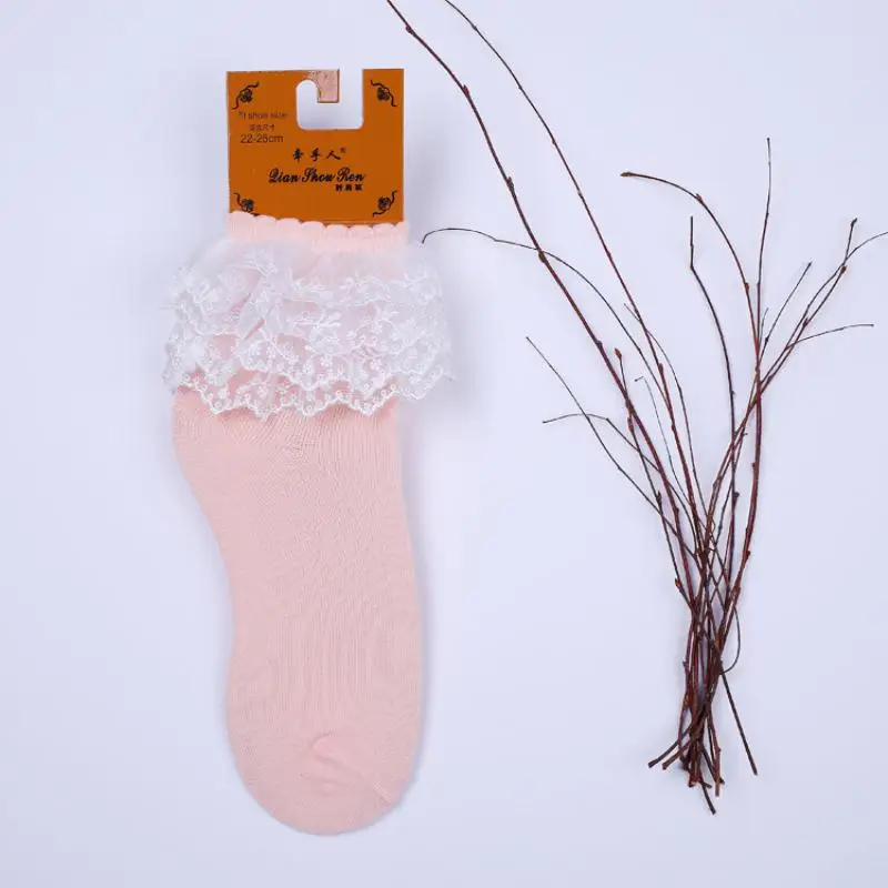 

Middle tube socks women's Sweet double lace socks breathable lovely princess socks Lace Princess socks girls' socks Adult socks