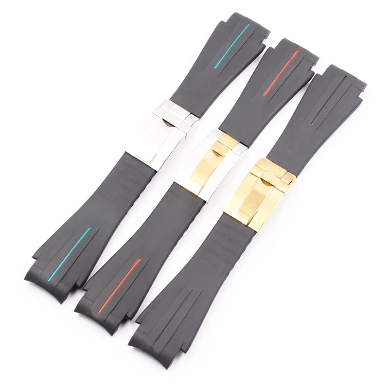 Waterproof rubber watch with male Applicable for Rolex bracelet Sea-type 4000 gradient ghost king silicone Strap 20mm 21mm |