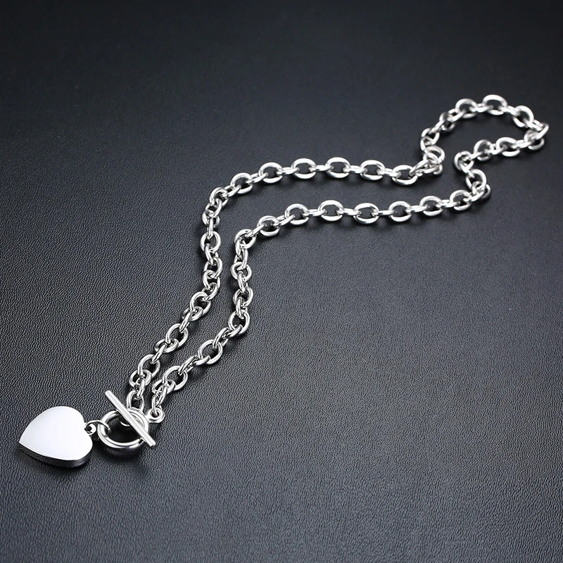 Blank Necklace 22S Vnox, настраиваемое изображение, фото, имя, браслеты для женщин и мужчин, нержавеющая сталь, звено цепи с сердцем, монета, шарм, BFF, семейный подарок - Окраска металла: Blank Necklace 22S