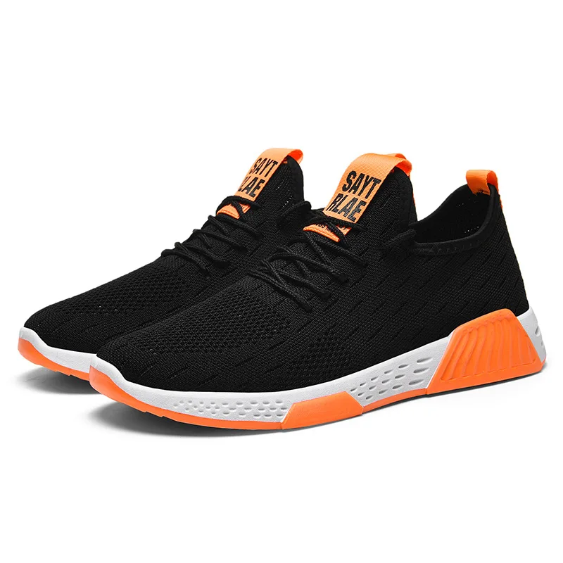 Black-Orange Новинка года; Брендовые мужские кроссовки; Повседневная дышащая удобная спортивная обувь из сетчатого материала; мужские уличные кроссовки для бега; мужские теннисные кроссовки; Hombre - Цвет: Black-Orange