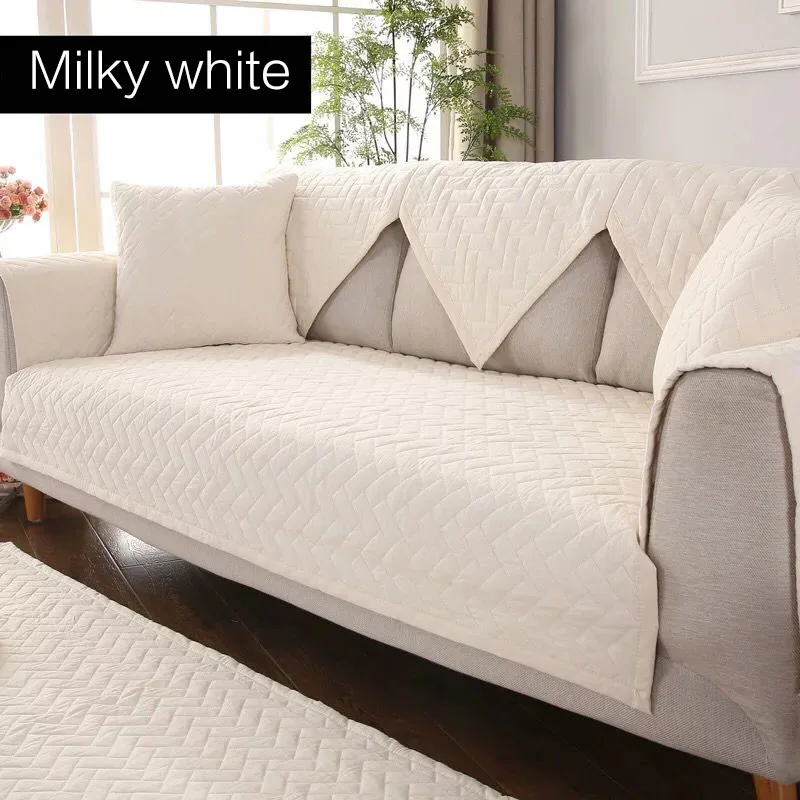 Milk white Сплошной цвет геометрическая форма чехол для дивана хлопок грязезащитный диван Защитная Подушка для домашнего животного собаки коврик чехол для дивана для гостиной - Цвет: Milk white