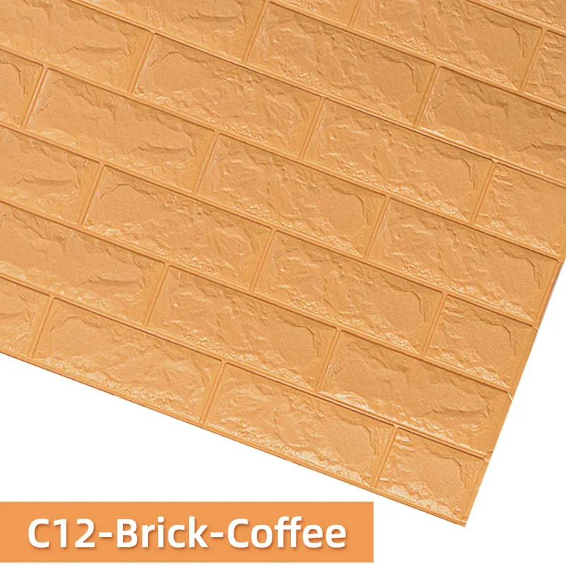 C12-Brick-Coffee Kaguyahime DIY Wall Stickers Self-Adhesive Decor Wallpaper For Kids Room Kitchen Bedroom Waterproof Sticker 3D Wallpaper Brick - Цвет: C12-Brick-Coffee