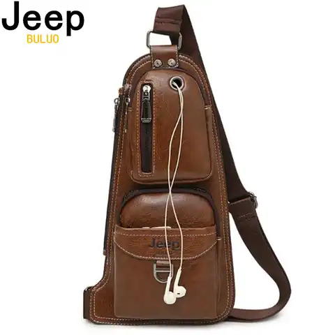 Мужская модная сумка jeep buluo, слинг-сумка цвета хаки, кожаная заплечная сумка, повседневная однолямочная сумка для документов, модель 6196, все ...