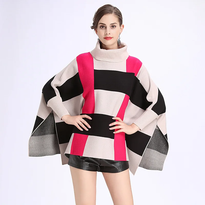 

QILA 2020, фабричная цена, свободный Женский пуловер, вязаная клетчатая накидка, шаль, пончо