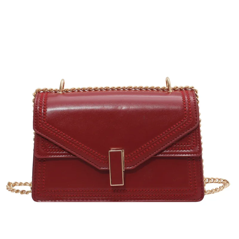 

Handbags for Women 2021 Solid Color PU Leather Chain Shoulder Bag Fashion Flap Crossbody Bag Women Bags Designer Sac Femme