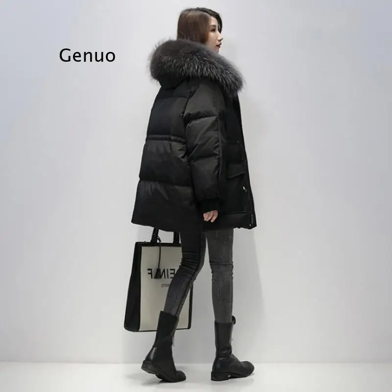 Женская пуховая куртка с капюшоном теплая Толстая парка на утином пуху