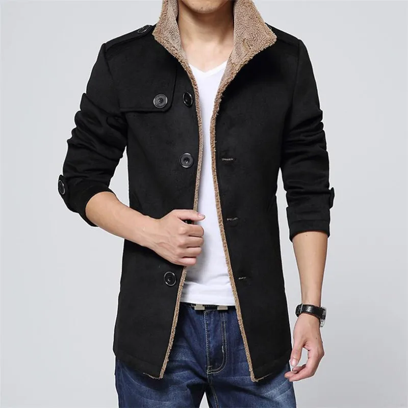

Men Wool Blends Coats Autumn Winter Warm Long Trench Jacket Fashion Casual Single-breasted Wools Jackets Brand Clothing