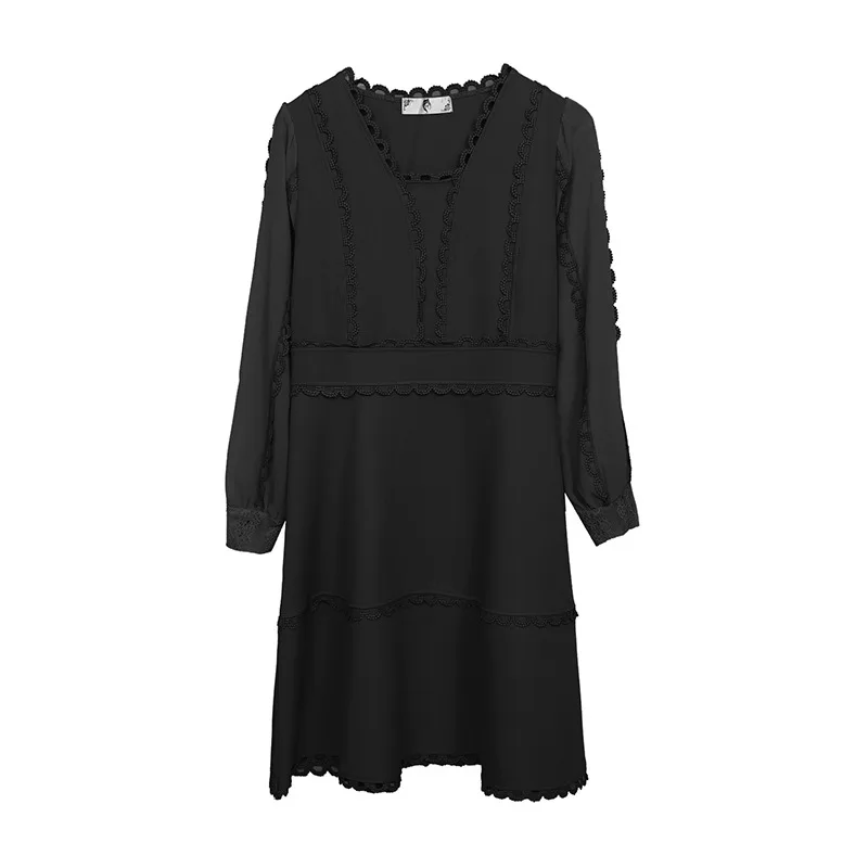 Women's spring hook flower cutout dress plus size knee casual 100 kg can be worn | Женская одежда
