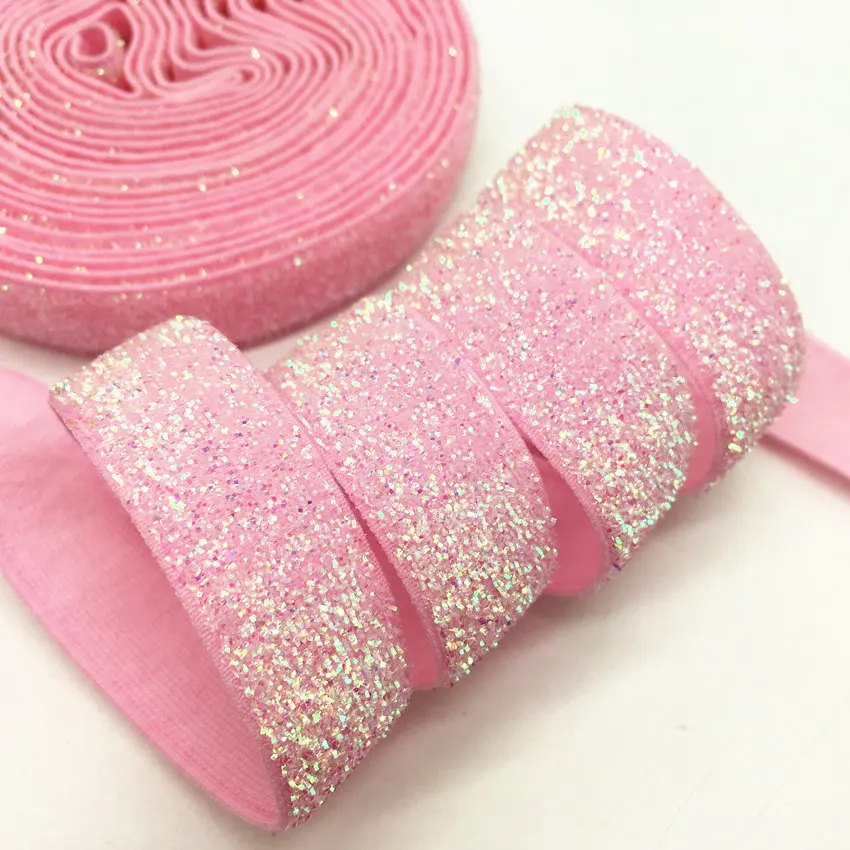 

5Yards 5/8" 38colors Multicolor Glitter Elastic FOE Spandex Satin Bands Hair Tie Headband Lace Trim Tutu Dress DIY Sewing