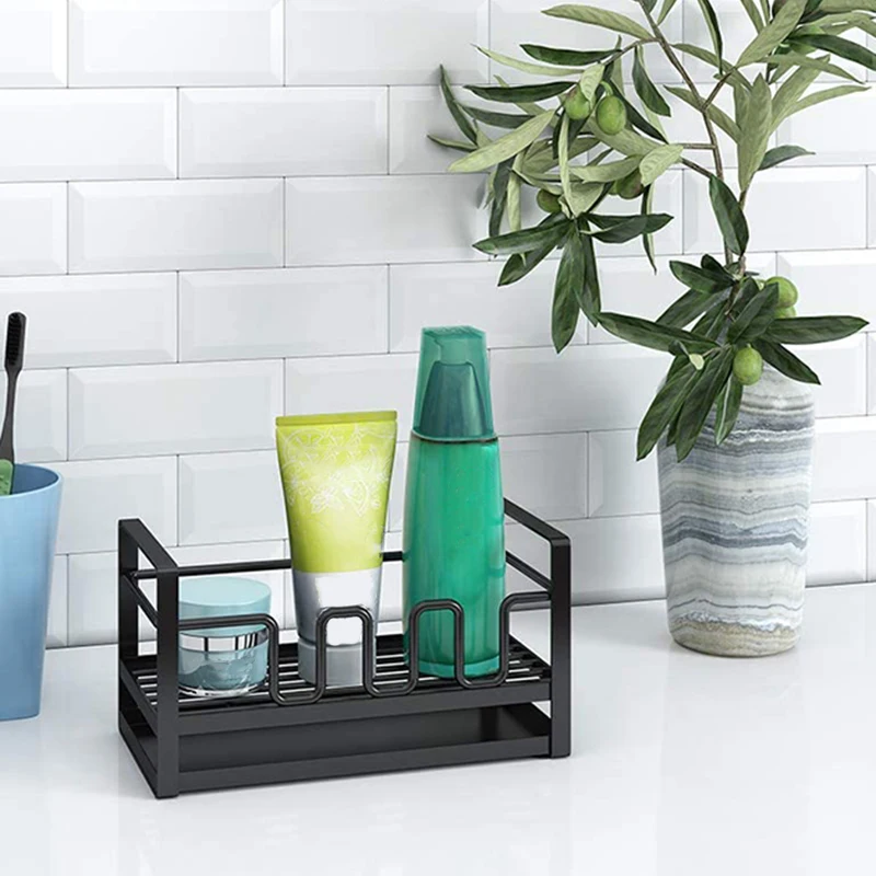 Sink Caddy Organizer Countertop Sponge Brush Soap Holder with Drain Pan for Kitchen Cleaning Rack | Дом и сад
