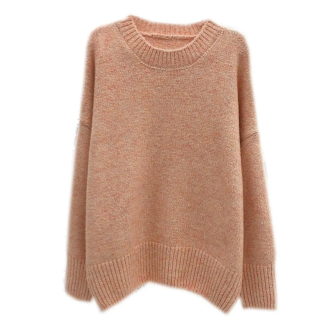 

2020 Autumn Winter Women Sweater O Neck Fashion Soild Color Pullovers Long Sleeve Loose Button Kintted Female Tops Mid-length