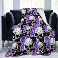 funny flowers and skulls blanket soft blanket adults boy girl kids throw blankets for sofa couch bed office travelling camping