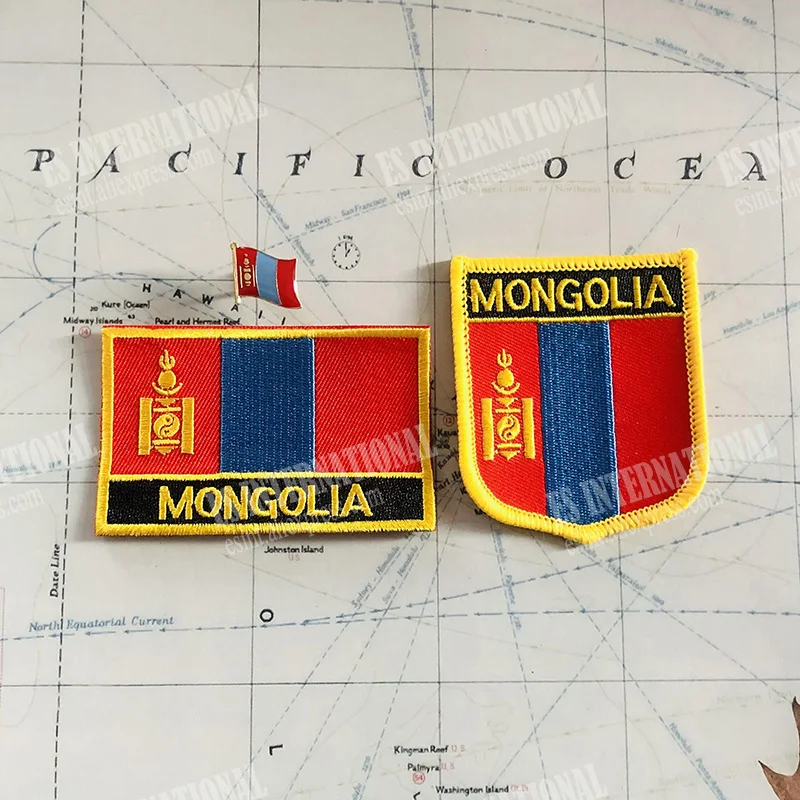 Монгольский Национальный флаг вышивка нашивки значки Shield и квадратная форма Pin