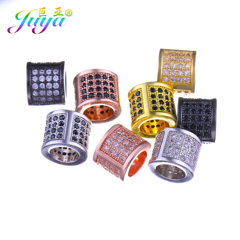 Бисер с большим отверстием Juya DIY золотые кубические бусины из циркония для