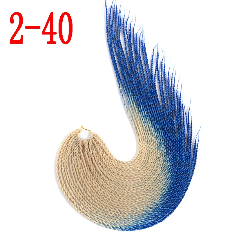 2-40 MERISIHAIR Ombre вязанные косички Сенегальские крученые волосы 24 дюйма 30 корней/упаковка синтетические плетеные волосы для женщин серый синий розовый - Цвет: 2-40