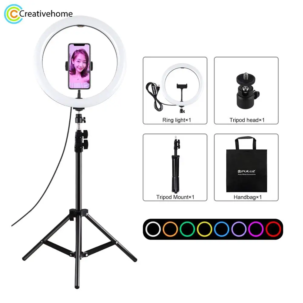 

PULUZ 11.8 inch 30cm Light 1.1m Tripod Mount RGBW LED Ring Vlogging Photography Video Light Live Broadcast Kits Tripod Ball Head