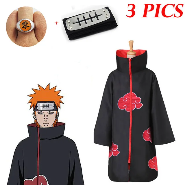 

3 PCS New Fashion Anime Cosplay Black Cloak Costumes For Adult Comic Clothes Headband Kids Robe Costume Halloween Carnival Dress