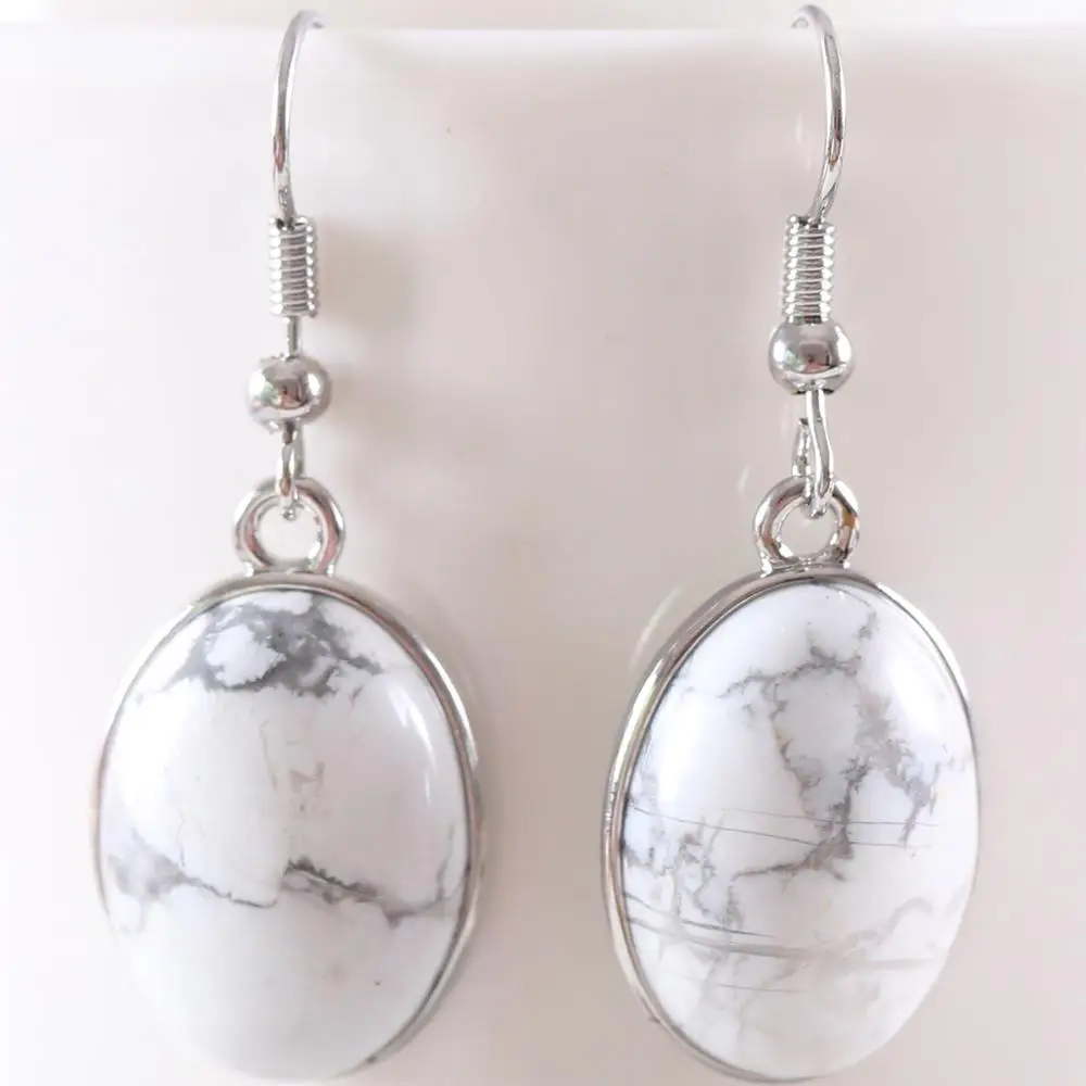 

Женские Висячие серьги Howlite с натуральным камнем, овальные висячие серьги с кабошонами и кабошонами, ювелирные изделия U452