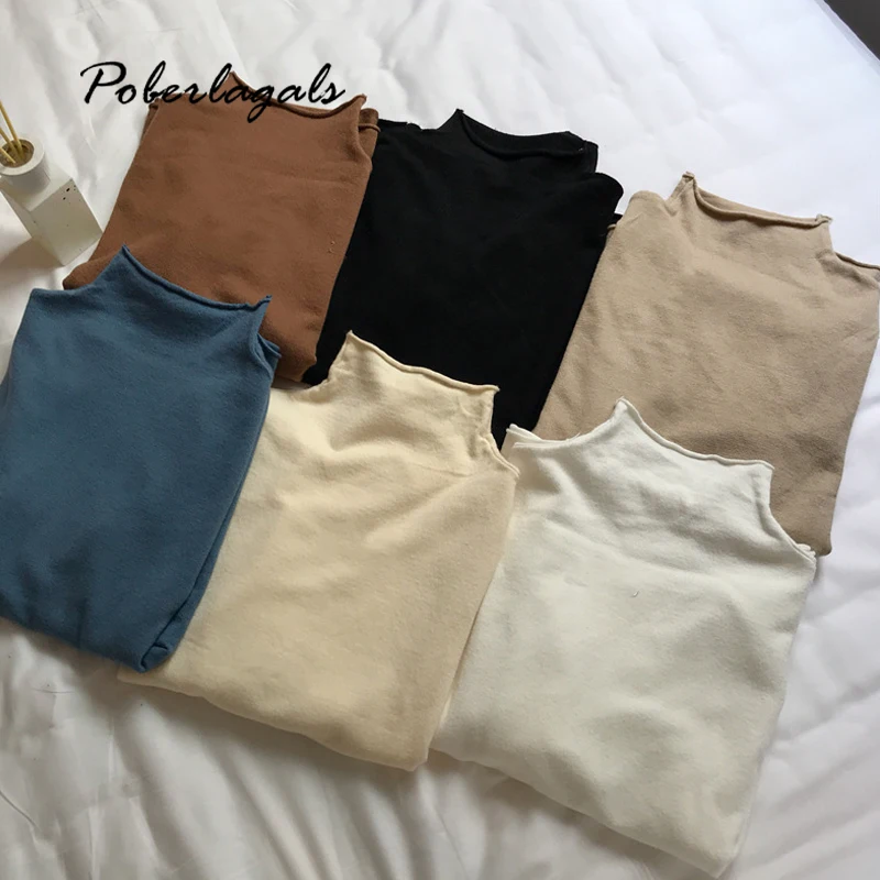 Женский пуловер с длинными рукавами вязаный Однотонный свитер оборками