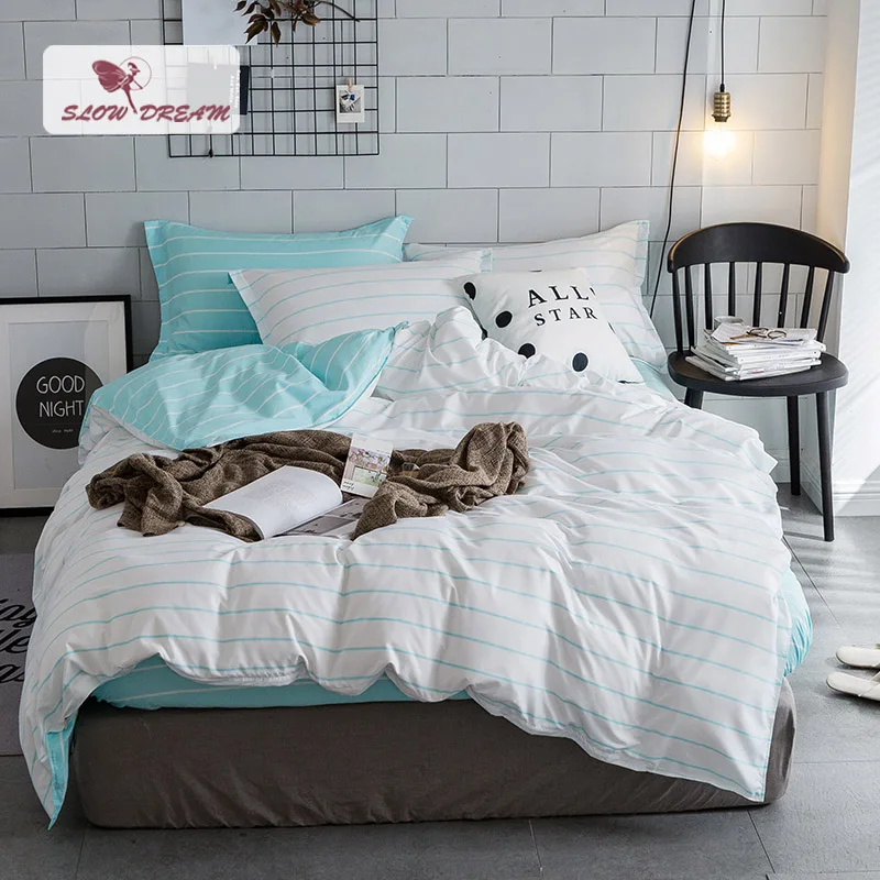 Комплект постельного белья с простыми полосками набор белых пододеяльников для