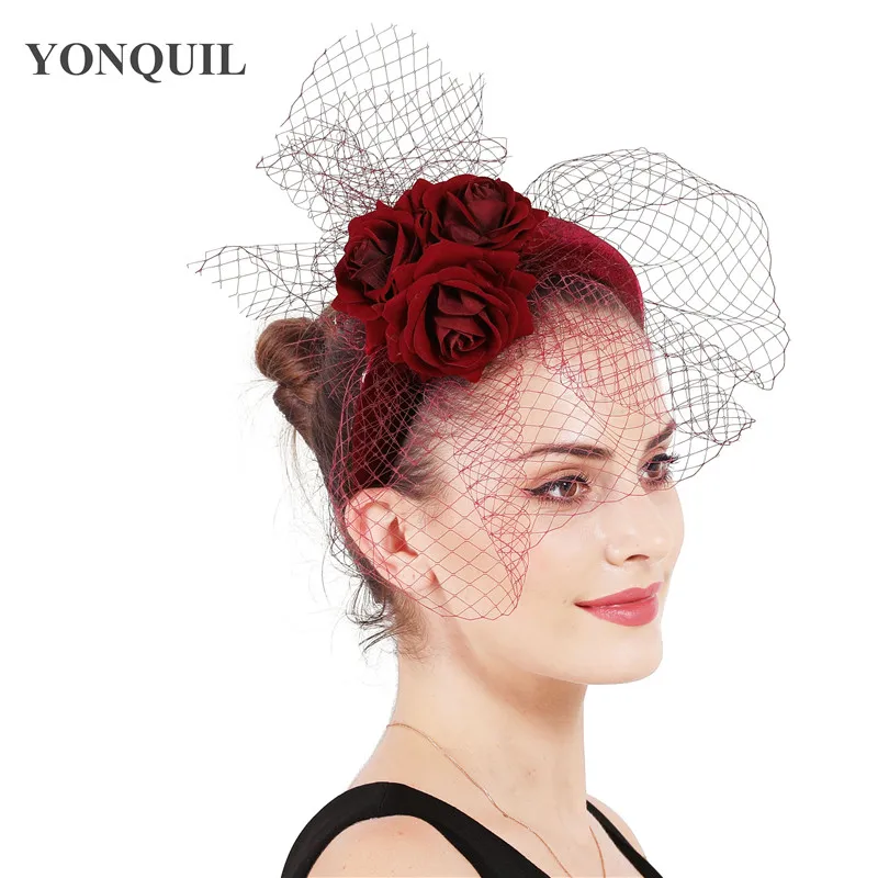 

Fashion Bride Wedding Mesh Headwear OccasionFascinator Hats Fedora Flower Hair Accessories Womens Lady Elegant Event Headdress