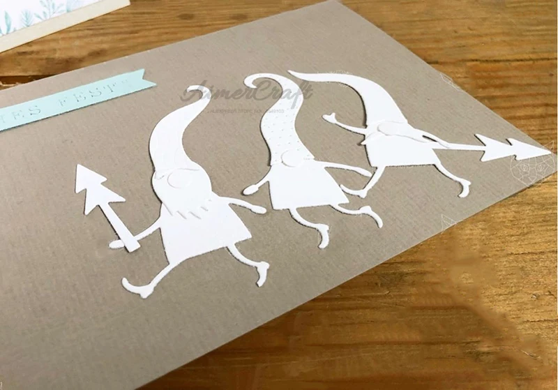 Рождественская металлическая режущая штампа эльфа трафарет для скрапбукинга