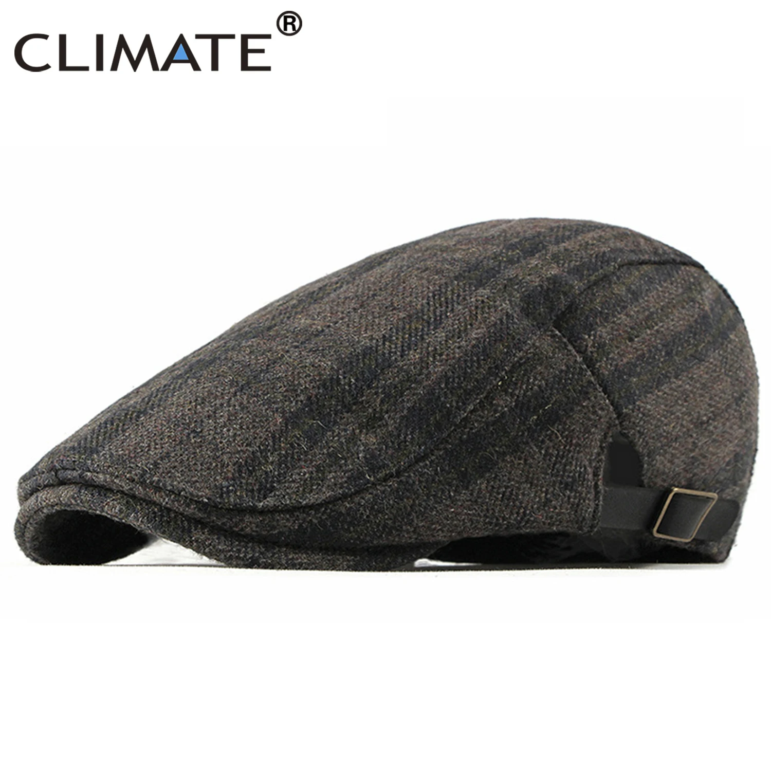 Мужской Клетчатый берет CLIMATE плоская кепка для папы шапка зимняя плотная тканая