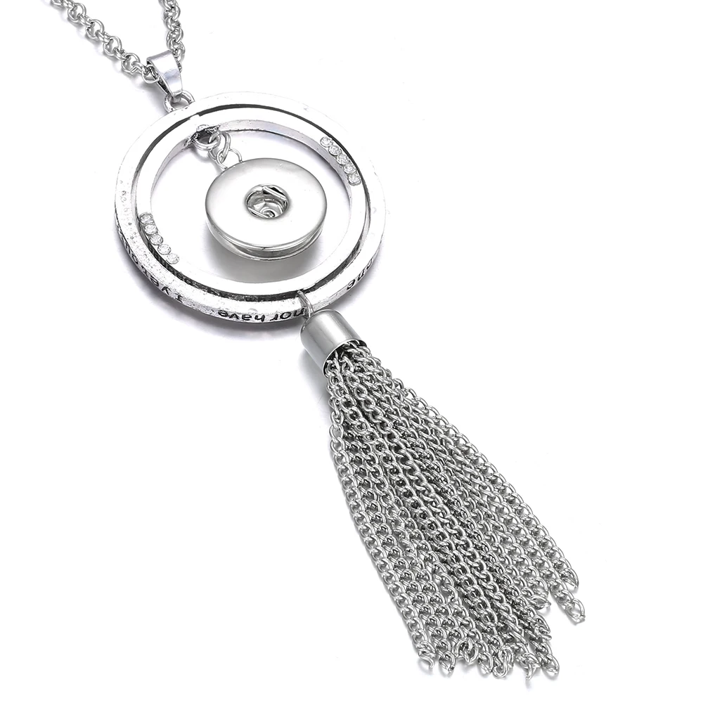 Женское ожерелье с длинной кисточкой колье круглой металлической подвеской 18 мм