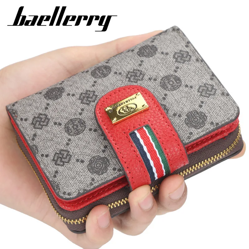 

Baellerry Women Short Wallet Made Of Leather Fashion Hasp Bifold Card Holder Large Capacity Ladies Small Coin Purse Money Bag