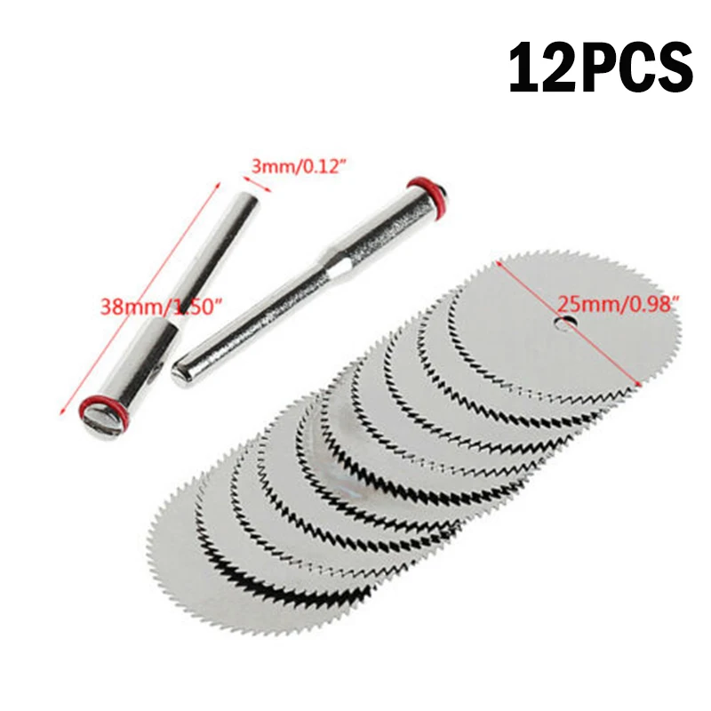 

10pcs 25mm Wood Cutting Circular Saw Blade Disc+2pcs Rod Rotary Cutting Tool
