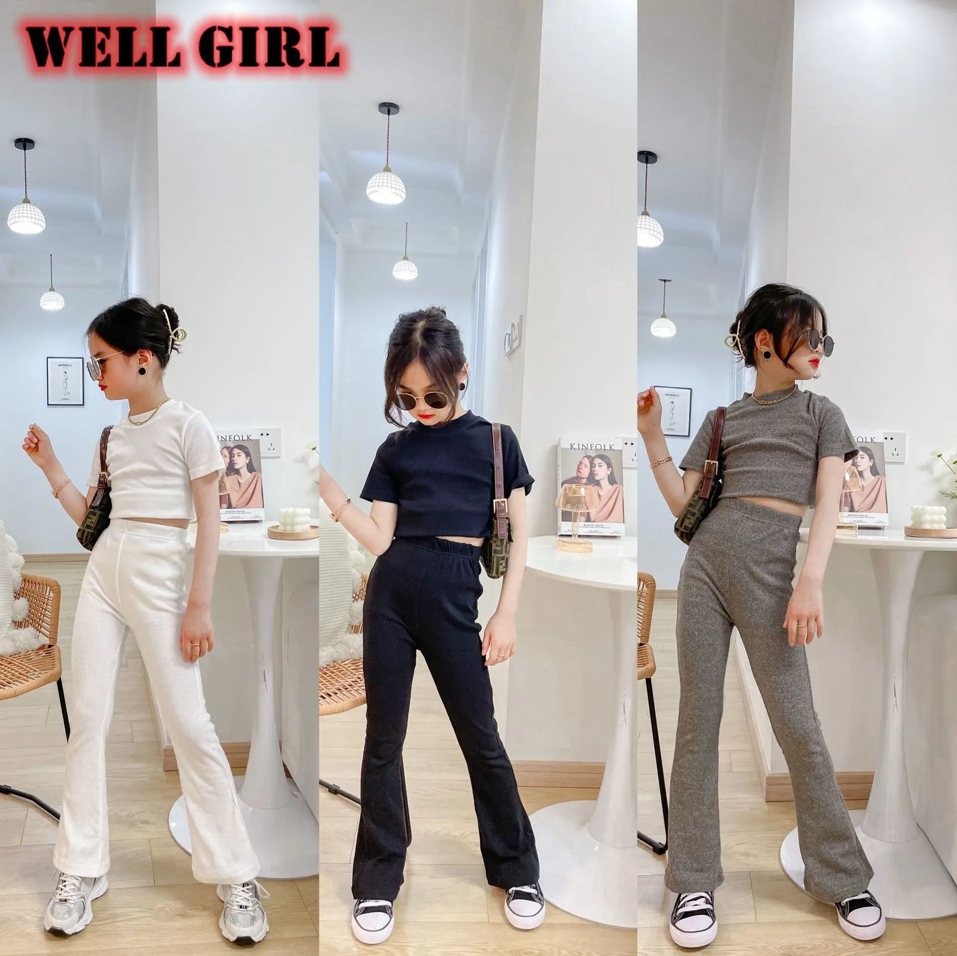 Спортивный костюм для девочек 3-16 лет комплект из двух предметов укороченный топ