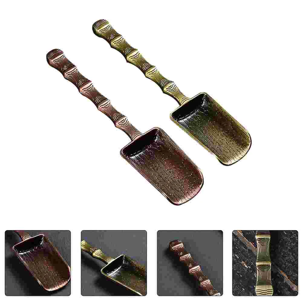 

2Pcs Alloy Imitation Woven Tea Supplies Tea Accessories Teaspoons Tea Scoops (Assorted Color)