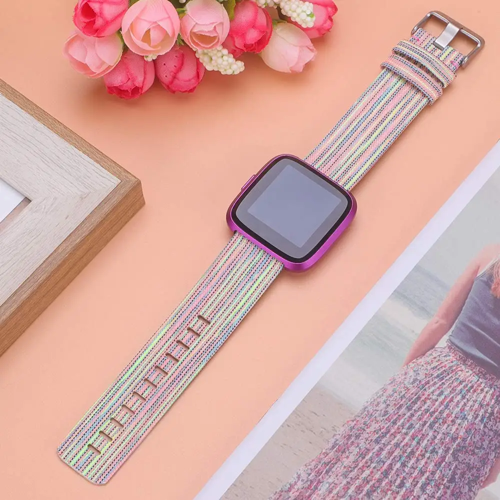 for Fitbit Versa/Versa 2 Versa Lite Edition Bands Small Large Woven Fabric Accessories Strap Wristband Replacement Women Men | Электроника