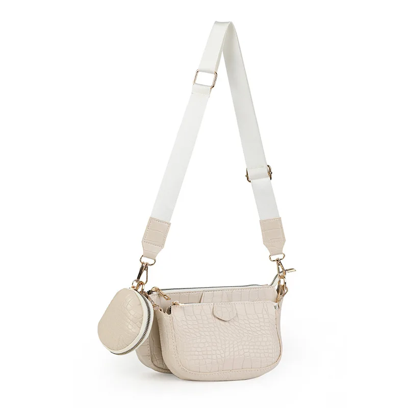 

OLUOLIN Three-in-One Piece Women Bag Fashion Crossbody/Shoulder Underarm Bag Broadband Crocodile Pattern Different Size Handbag