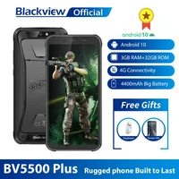 blackview 2020 bv5500 plus rugged smartphone ip68 waterproof 3gb32gb android 10 0 cellphone 5 5 screen 4400mah 4g mobile phone