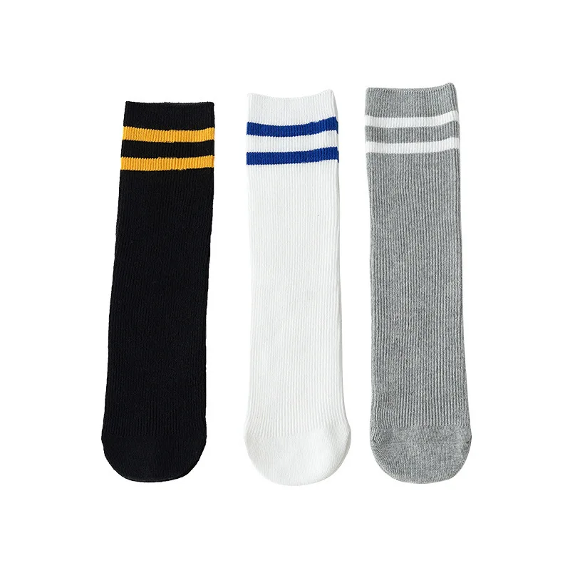 

Children's Socks Autumn Winter Parallel Bar Striped Stockings Baby Girls Boys Knee High Socks Black White Gray Stockings