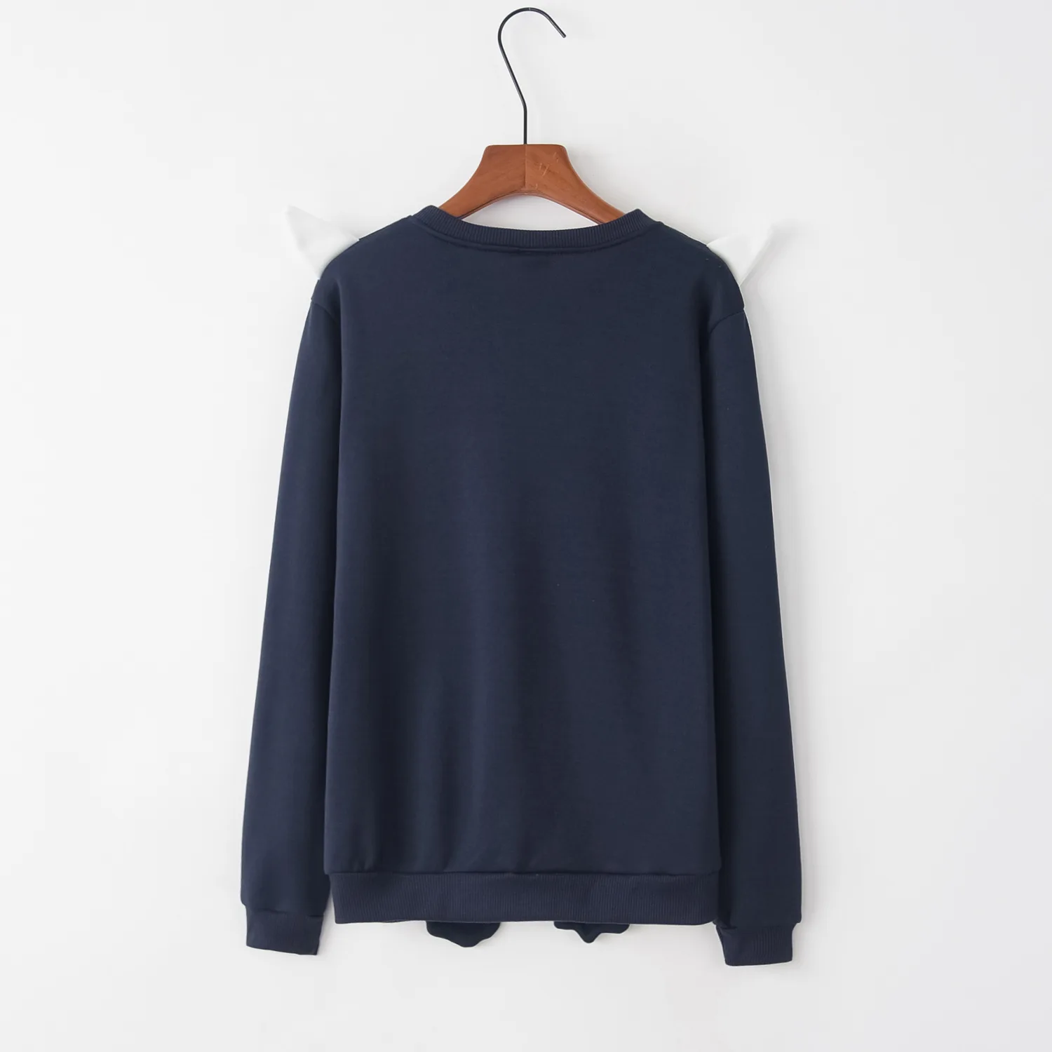 

Donsignet Women's Sweater New Fashion Spring and Autumn Round Neck Pullover Solid Color Embroidery Cat Knitted Long Sleeves