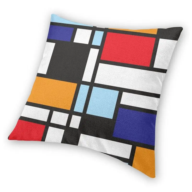 Квадратная декоративная подушка Piet Mondrian для кабинета II 3D двусторонний чехол с