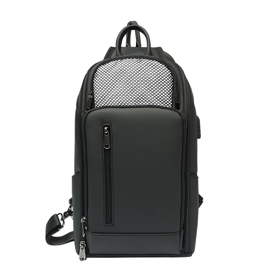 Tide bag leisure business chest bag water-repellent film material USB luminous men's shoulder bag