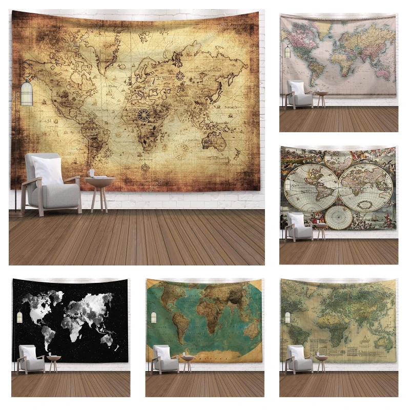 

Fuwatacchi Abstract Painting Wall Tapestry Polyester Home Decorative Blankets Wall Rug Carpet World Map Photo Hanging Tapestries