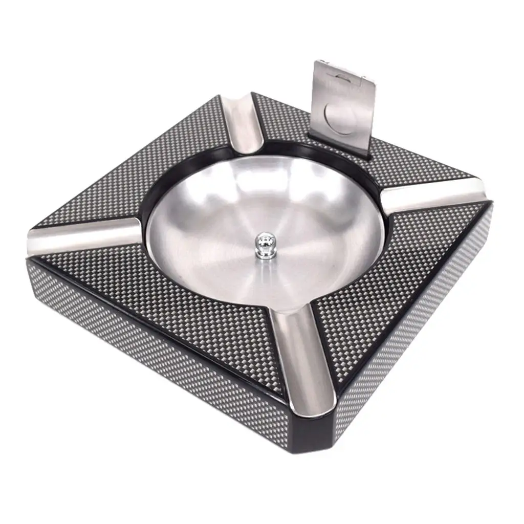 

4 Cigar Ashtray W/ Cutter Square Decor Houses Cafes Restaurants Parties