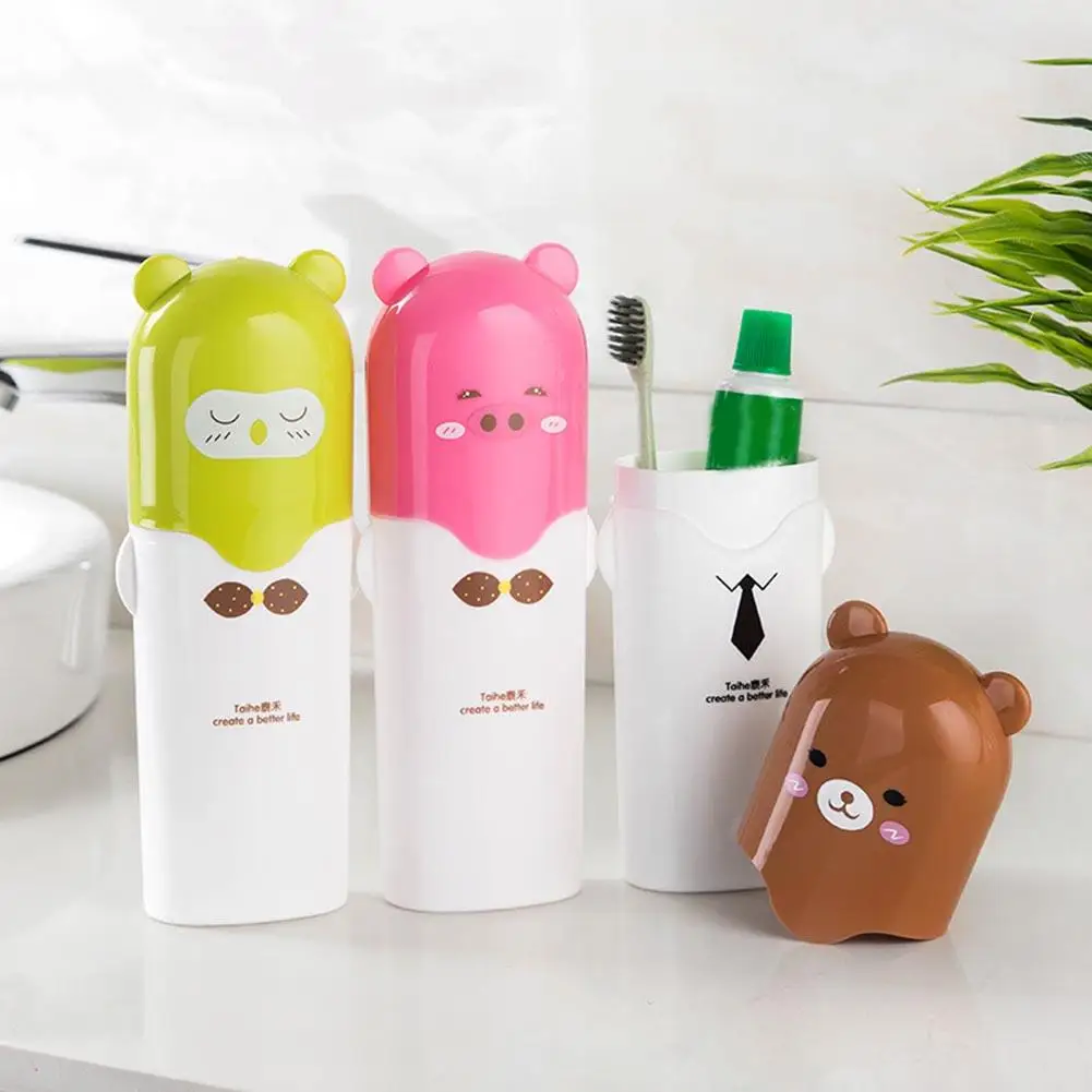 

Portable Travel Cartoon Bear Toothpaste Toothbrush Holder Storage Box Container Toothpaste Toothbrush Holder Storage Box Contain
