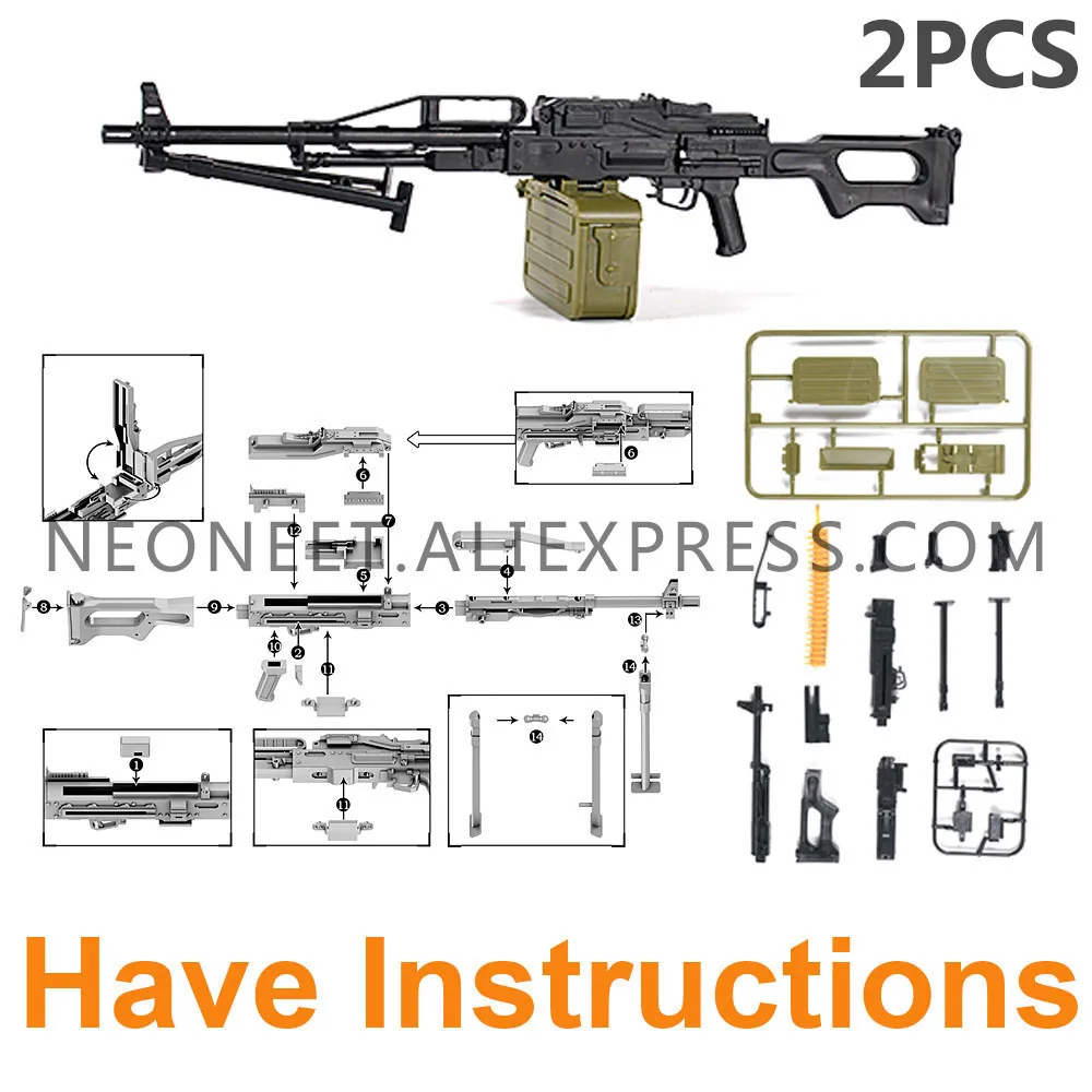 1:6 Аватар сборка 4D модель оружия 1/6 Штурмовая винтовка Pecheneg PKP пулемет M240