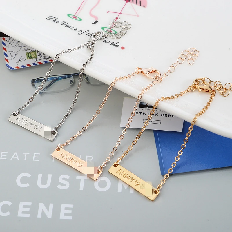 

Kpop Bangtan Boys Arrmy Metal Bracelet Name Birthday Bracelet Fashion Jewelry Fans Collection Peripheral Accessories Wholesale