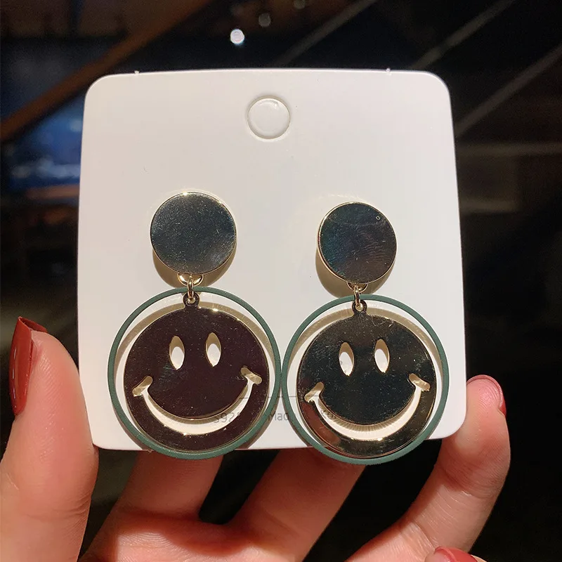 

ZDMXJL 2021 New Fashion Women's Earrings Fine Metal Smiling Face Eardrop Earrings For Women Party Jewelry Gifts Drop-shipping