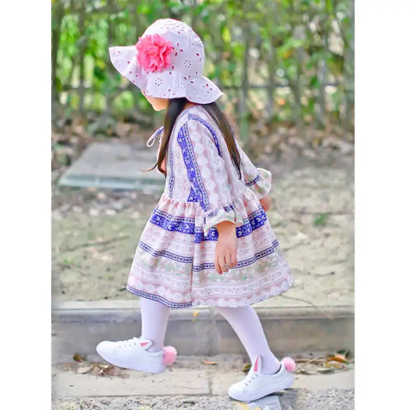 Осеннее платье в стиле бохо для маленьких девочек Коллекция 2017 года Брендовое