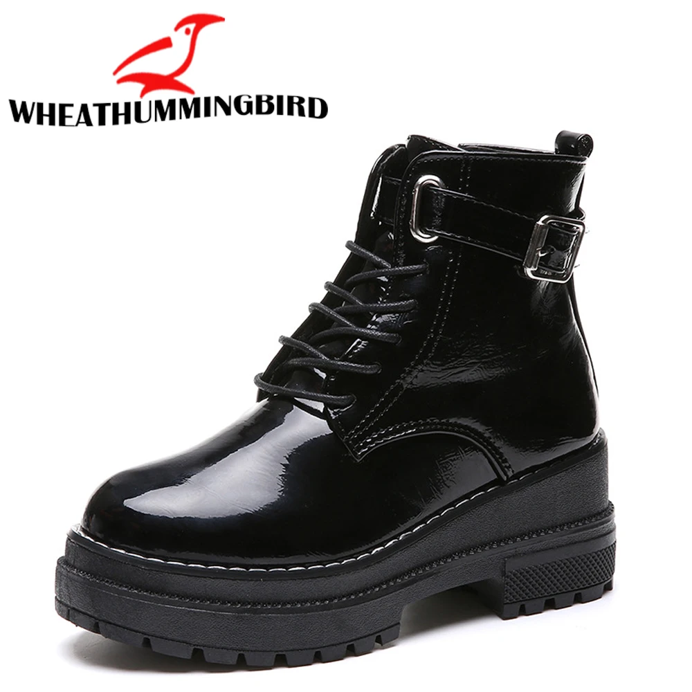 Зимние женские Ботинки Martin на молнии ботильоны челси танкетке платформе теплые