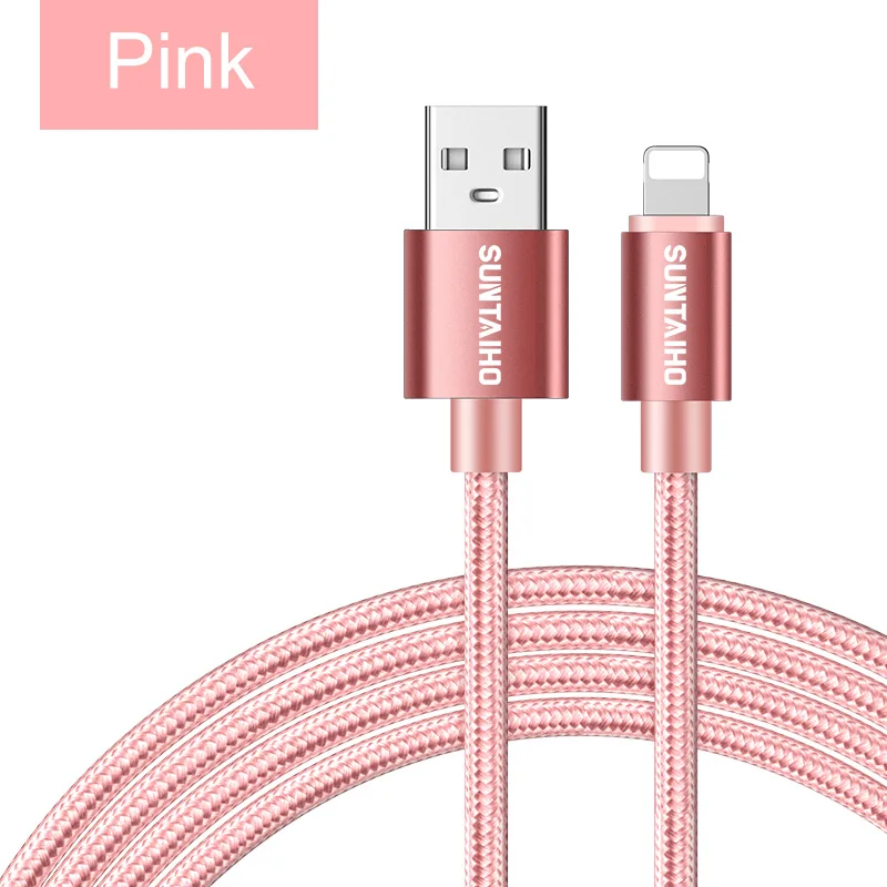 rose Suntaiho 2.4A usb кабель для айфона X зарядный кабель для айфона XR MAX XS 8 7 6 plus 5 s USB кабель для передачи данных телефонный провод для быстрой зарядки - Цвет: rose