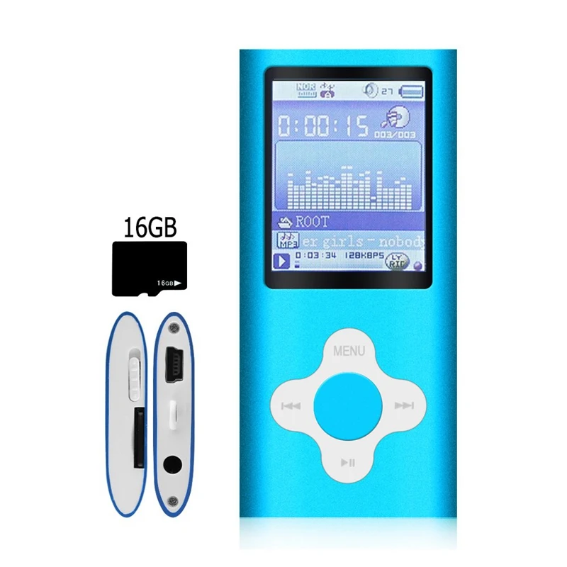 Стильный Mp3/Mp4 плеер с 16 Гб Micro-Sd карты поддержка просмотра фото мини Usb порт 1 8